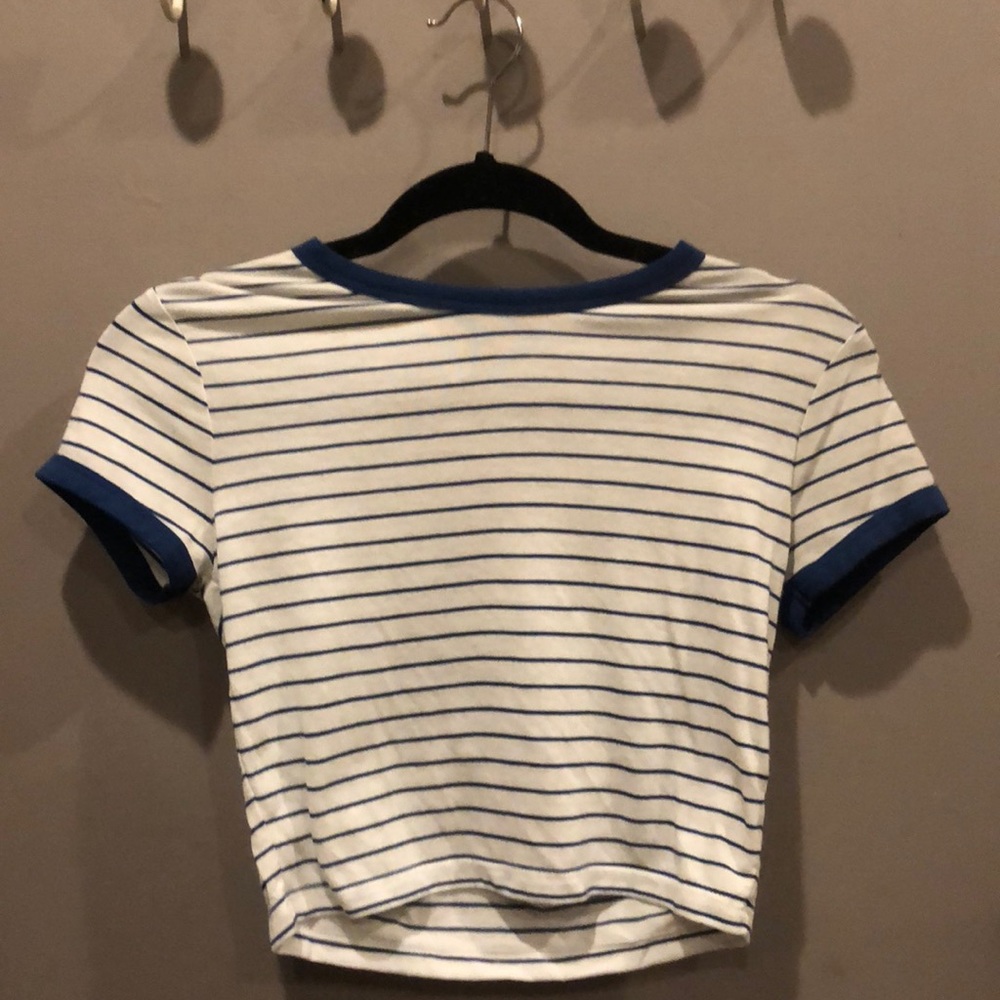 Forever 21 blue and white striped crop top